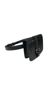 Rinny- Croc Embossed Leather Belt bag